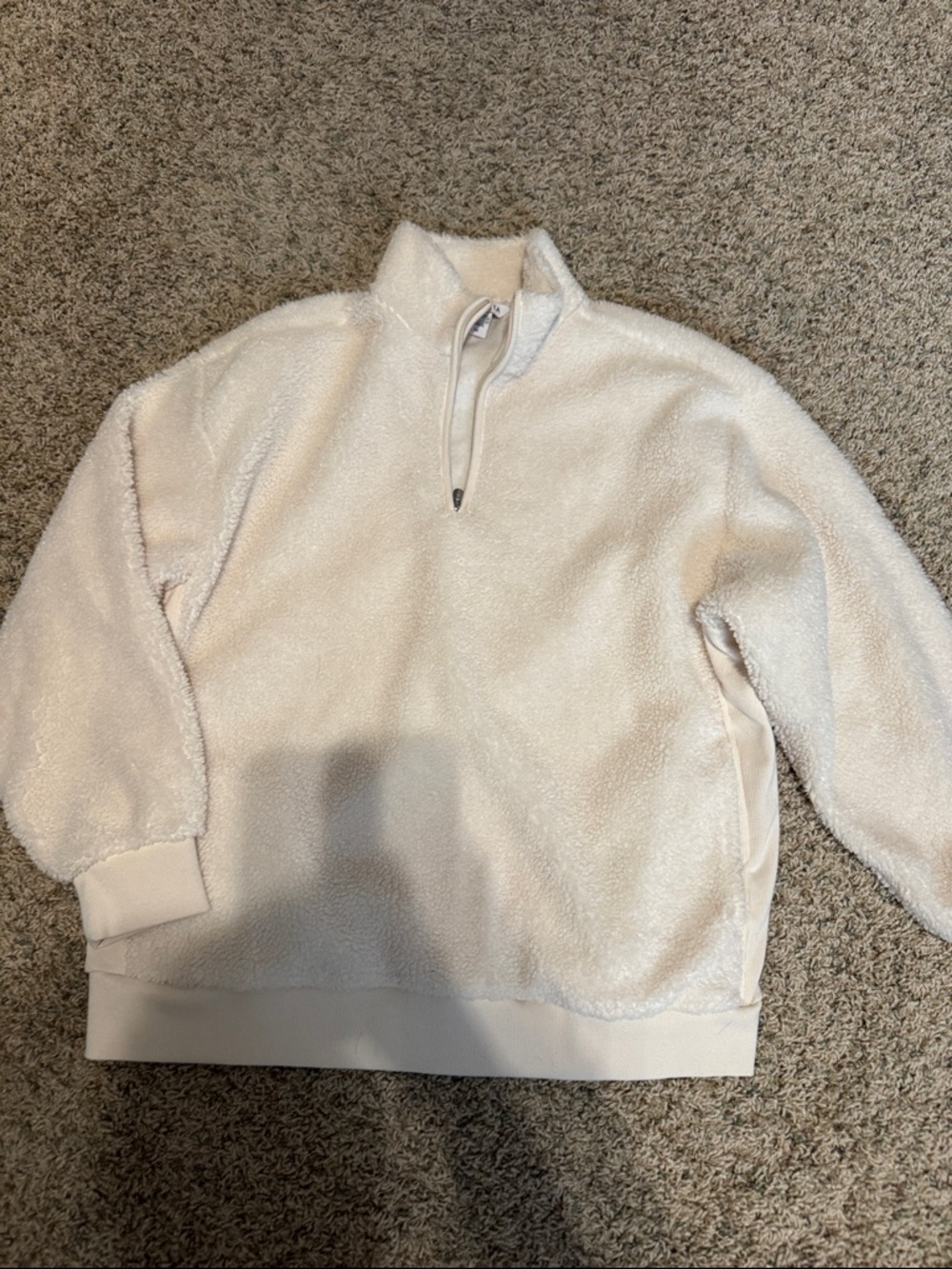 Athleta Cream Sherpa Quarter-Zip Pullover